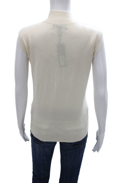 Banana Republic Women Cashmere Mock Neck Sleeveless Vest Ivory Size S