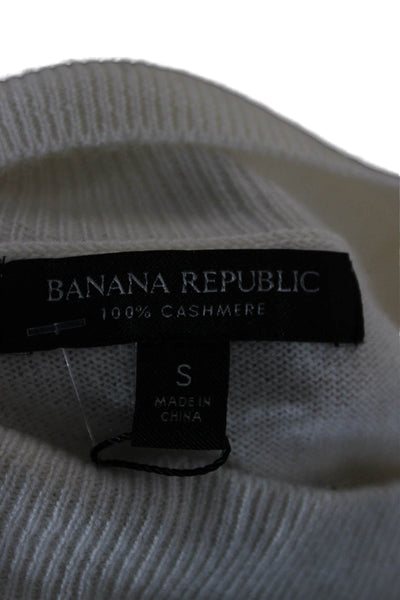 Banana Republic Women Cashmere Mock Neck Sleeveless Vest Ivory Size S