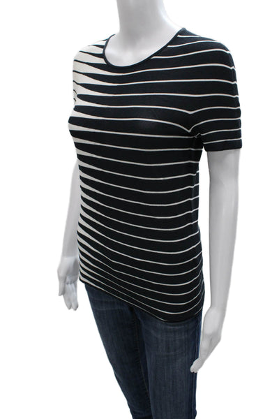 Armani Collezioni Women Black Striped T-Shirt Size 6