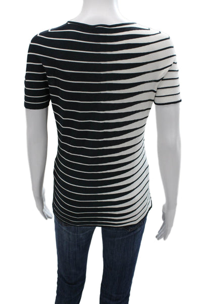 Armani Collezioni Women Black Striped T-Shirt Size 6