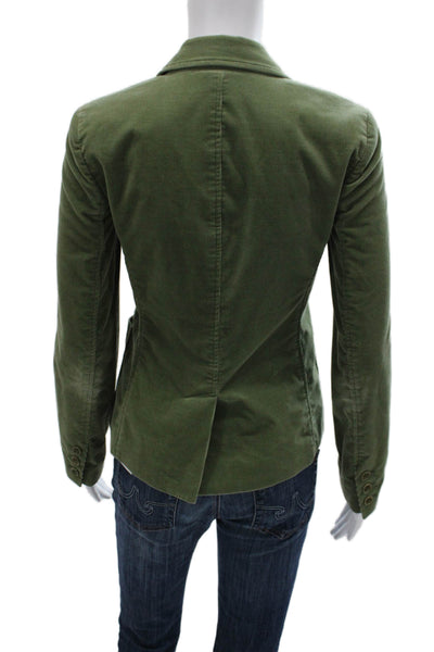 Theory Womens Basic Jacket Green Button Cotton Long Sleeve Size 0