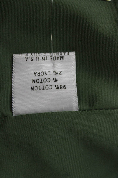 Theory Womens Basic Jacket Green Button Cotton Long Sleeve Size 0