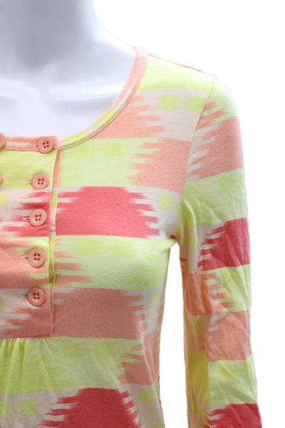 Marc By Marc Jacobs Women Multicolor Geometric Henley Longsleeve Tee Size XS