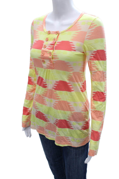 Marc By Marc Jacobs Women Multicolor Geometric Henley Longsleeve Tee Size XS