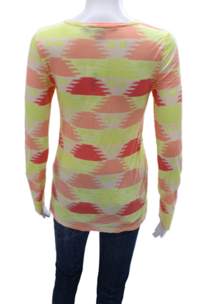 Marc By Marc Jacobs Women Multicolor Geometric Henley Longsleeve Tee Size XS
