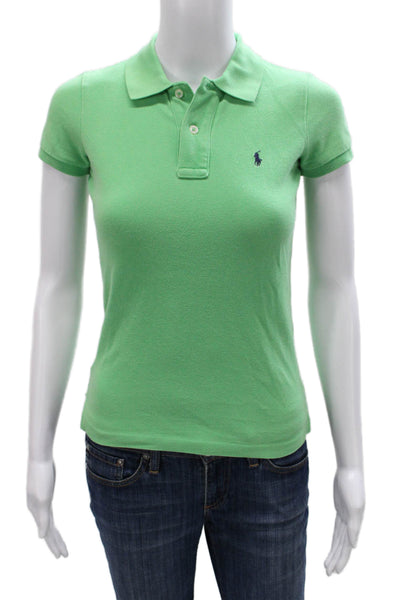Ralph Lauren Women Basic Polo Green Cotton Collared Short Sleeve Size XS