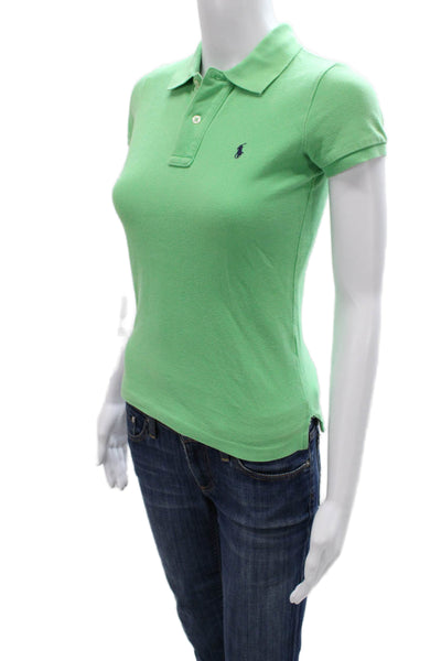 Ralph Lauren Women Basic Polo Green Cotton Collared Short Sleeve Size XS