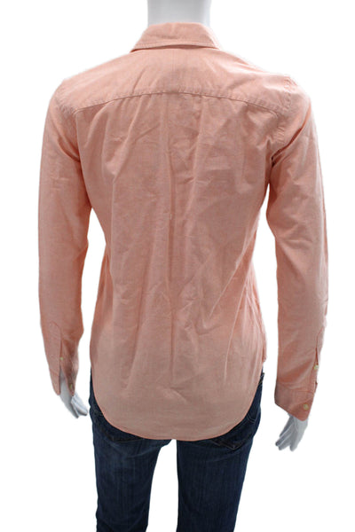 Ralph Lauren Sport Womens Orange Cotton Collared Button-Up Top Size 0
