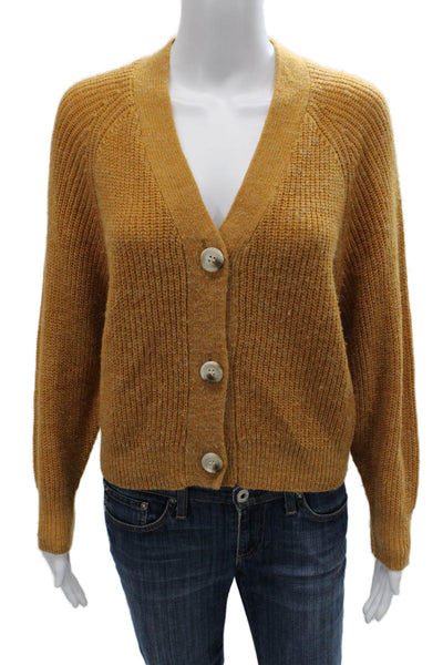 Cupcakes And Cashmere Womens Yellow V Neck Cardigan Long Sleeve Size XS