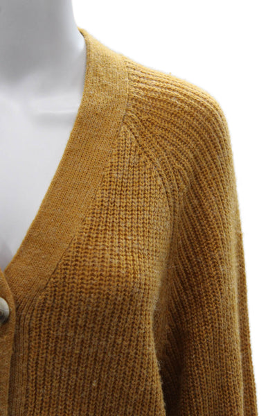 Cupcakes And Cashmere Womens Yellow V Neck Cardigan Long Sleeve Size XS