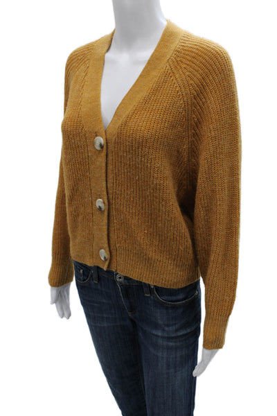 Cupcakes And Cashmere Womens Yellow V Neck Cardigan Long Sleeve Size XS
