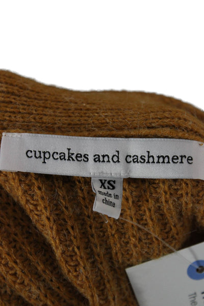 Cupcakes And Cashmere Womens Yellow V Neck Cardigan Long Sleeve Size XS