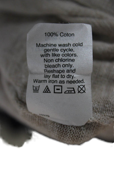 J Crew Womens Pullover Sweater Beige 100% Cotton Crew Neck 3/4 Sleeve Size XS
