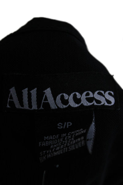 All Access Women Black Striped Cropped Tank Scoop Neck Nylon Size S