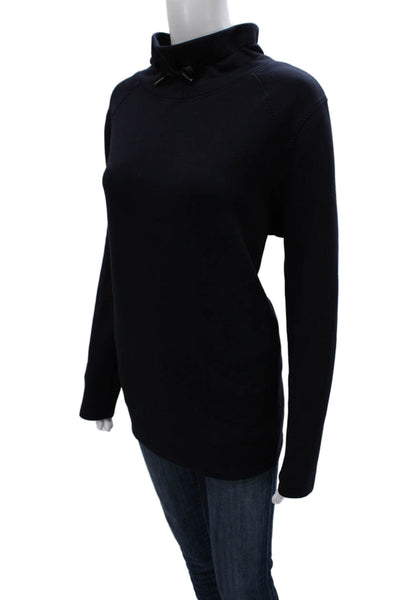 Spanx Womens Basic Long Sleeve Cowl Neck Modal T-Shirt Blue Size L