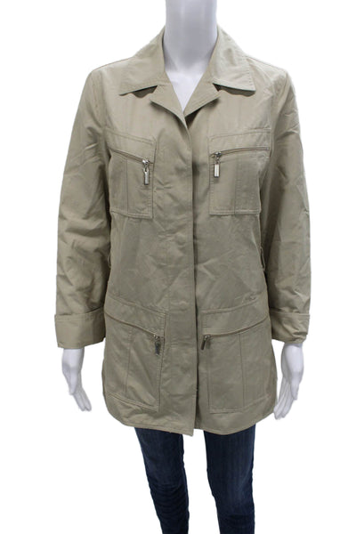 Ramosport Womens Beige Military Jacket Long Sleeve Button Size 2