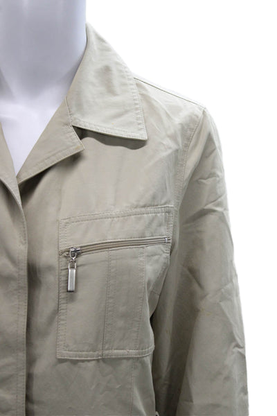 Ramosport Womens Beige Military Jacket Long Sleeve Button Size 2