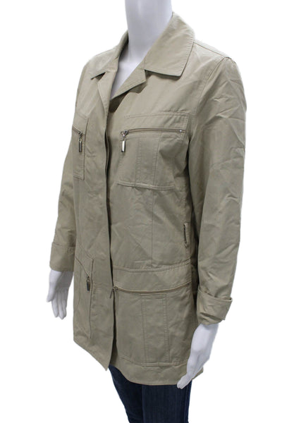Ramosport Womens Beige Military Jacket Long Sleeve Button Size 2