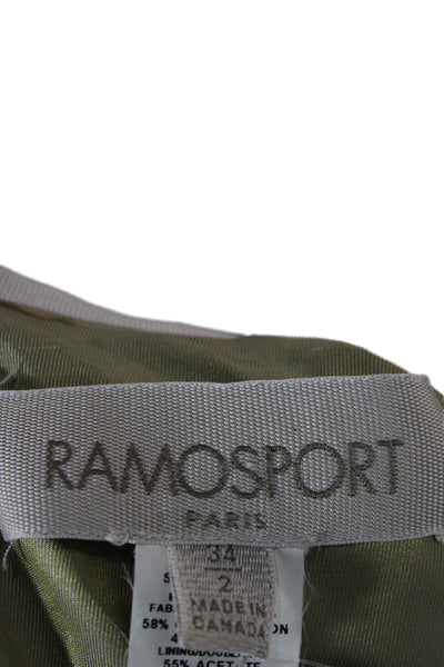 Ramosport Womens Beige Military Jacket Long Sleeve Button Size 2