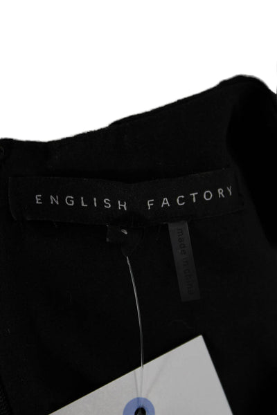 English Factory Womens Shift Dress Black Cotton Short Sleeve Mini Size S