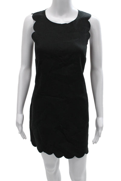 J Crew Women Shift Dress Black Sleeveless Round Neck Polyester Size 0
