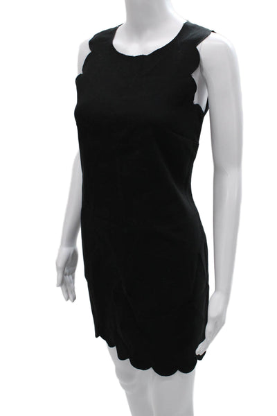 J Crew Women Shift Dress Black Sleeveless Round Neck Polyester Size 0