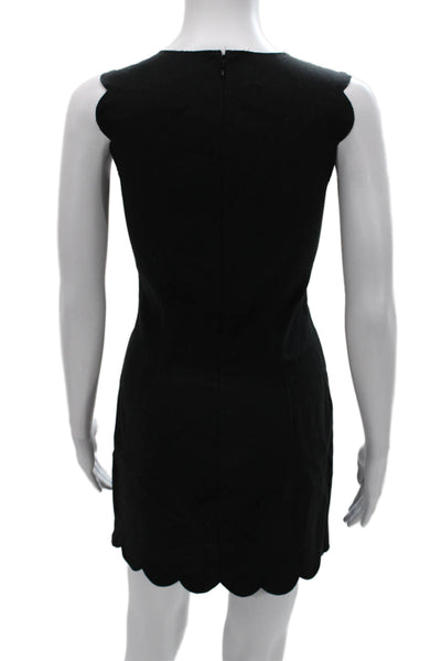 J Crew Women Shift Dress Black Sleeveless Round Neck Polyester Size 0