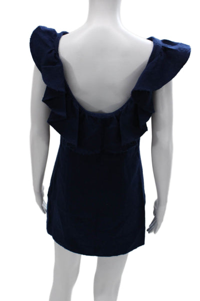 Hunter Dixon Women Shift Dress Sleeveless Round Neck Blue Camel Hair Size 6