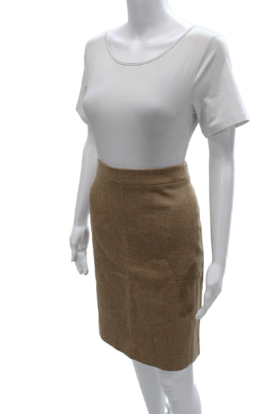 J Crew Women Straight Pencil Wool Skirt Brown Knee Length Zip Size 0