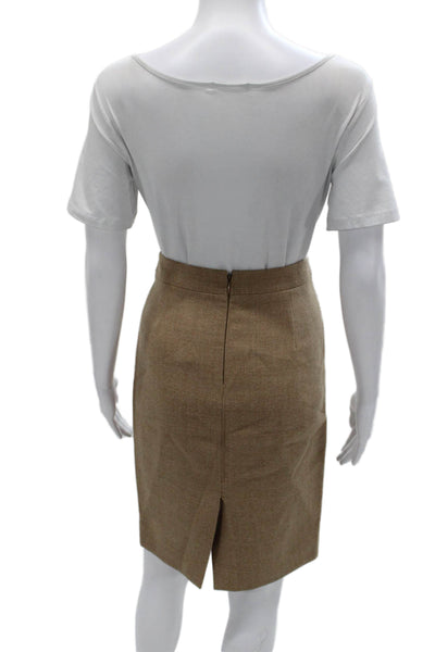 J Crew Women Straight Pencil Wool Skirt Brown Knee Length Zip Size 0