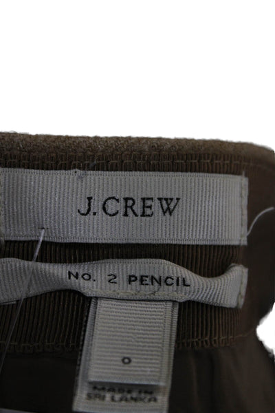 J Crew Women Straight Pencil Wool Skirt Brown Knee Length Zip Size 0