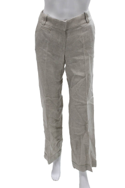 J Crew Womens Linen Herringbone Dress Pants Beige Zip Inseam 30 Size 0