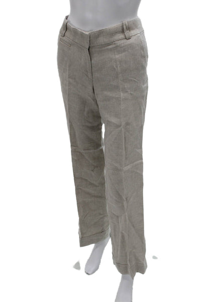 J Crew Womens Linen Herringbone Dress Pants Beige Zip Inseam 30 Size 0