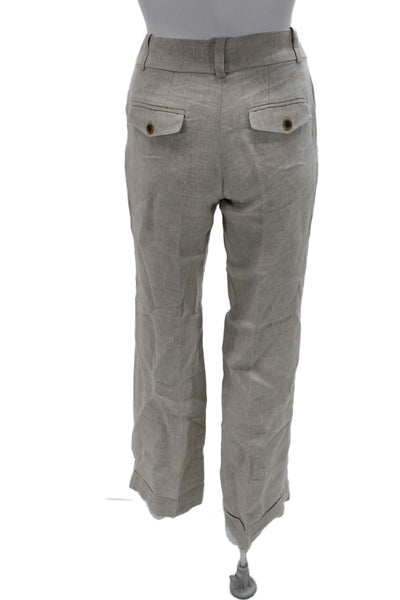 J Crew Womens Linen Herringbone Dress Pants Beige Zip Inseam 30 Size 0