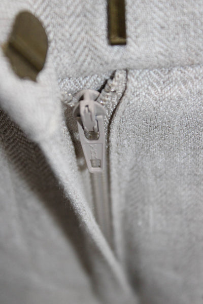 J Crew Womens Linen Herringbone Dress Pants Beige Zip Inseam 30 Size 0