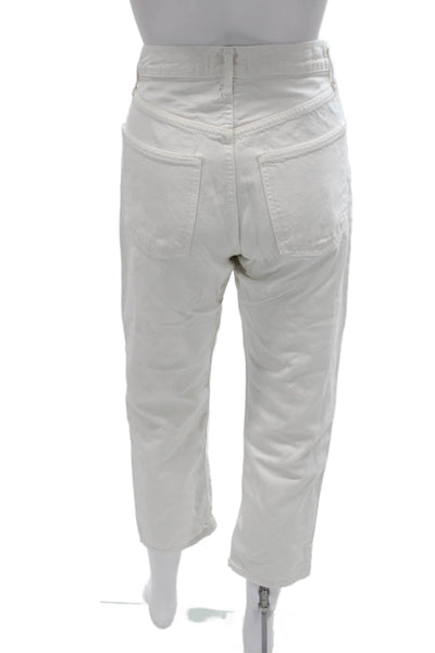 Agolde Womens Cropped High Rise White Cotton Jeans Button Size 25