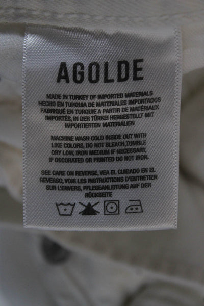 Agolde Womens Cropped High Rise White Cotton Jeans Button Size 25