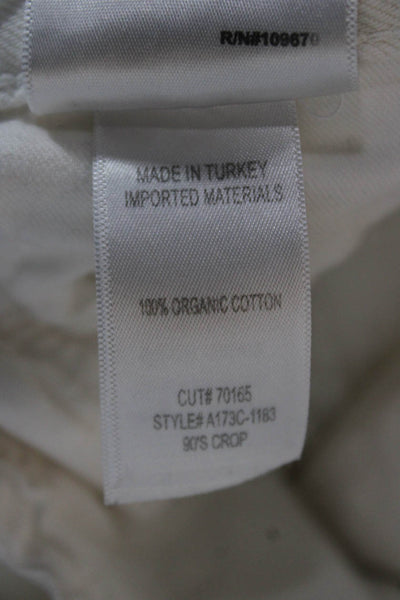 Agolde Womens Cropped High Rise White Cotton Jeans Button Size 25