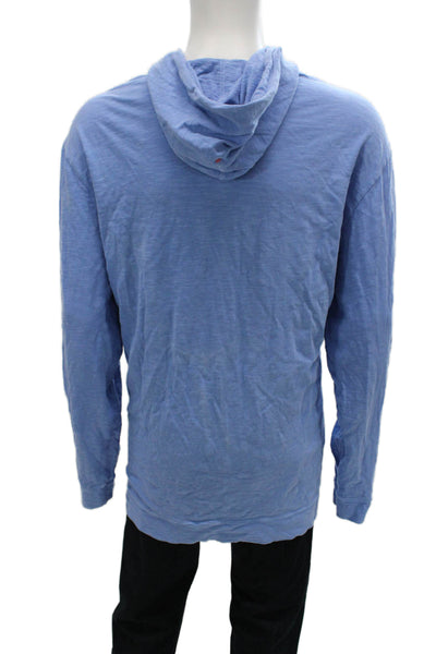 Vineyard Vines Men Pullover Hoodie Blue Cotton Hooded Drawstring Size 2XL