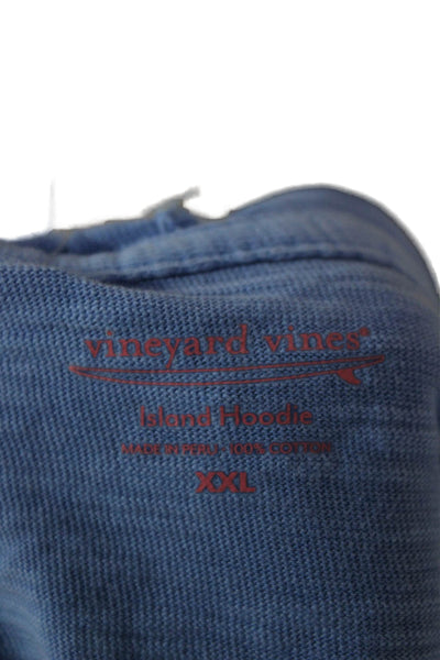 Vineyard Vines Men Pullover Hoodie Blue Cotton Hooded Drawstring Size 2XL