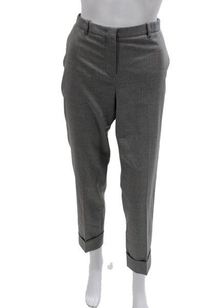 Fabiana Filippi Women Merino Wool Gray Ankle Pants Zip Inseam 27 Size S