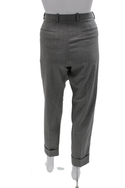 Fabiana Filippi Women Merino Wool Gray Ankle Pants Zip Inseam 27 Size S