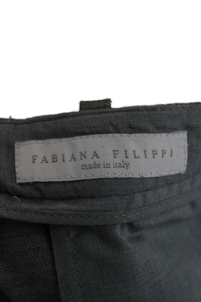 Fabiana Filippi Women Merino Wool Gray Ankle Pants Zip Inseam 27 Size S