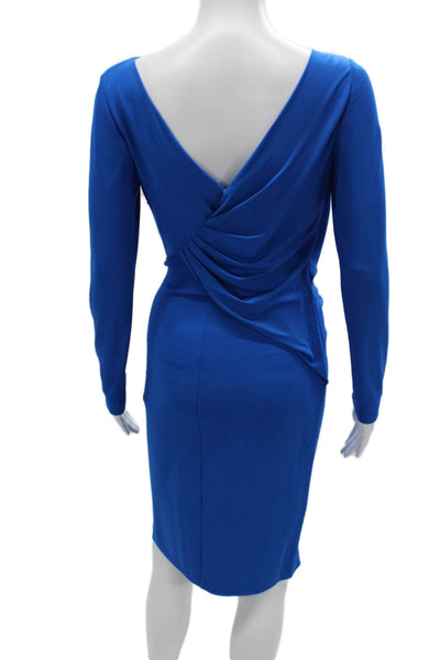 Emilio Pucci Women Sheath Dress Blue Long Sleeve Knee-Length Size 8