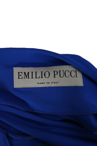 Emilio Pucci Women Sheath Dress Blue Long Sleeve Knee-Length Size 8