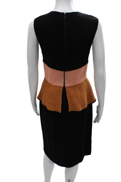 Narciso Rodriguez Womens Sheath Dress Black Virgin Wool Mid Calf Size 42