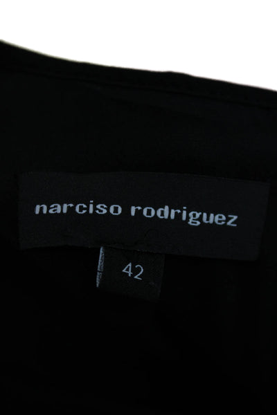 Narciso Rodriguez Womens Sheath Dress Black Virgin Wool Mid Calf Size 42