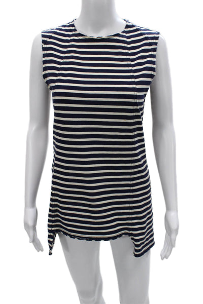 Derek Lam Women Tunic Striped Blue Cotton Sleeveless Round Neck Size 4