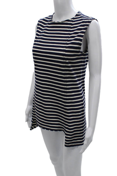 Derek Lam Women Tunic Striped Blue Cotton Sleeveless Round Neck Size 4