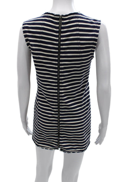 Derek Lam Women Tunic Striped Blue Cotton Sleeveless Round Neck Size 4